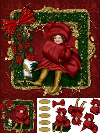 Vintage Christmas Girl Mini Kit