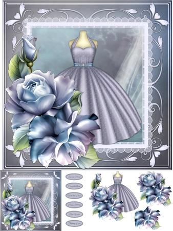 Blue Party Dress and Roses