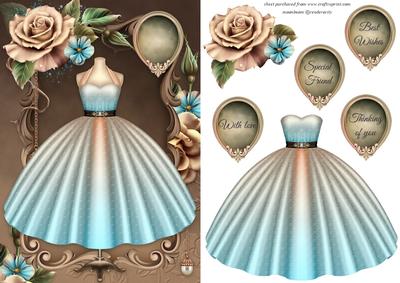 Ballgown and Flowers Card Front