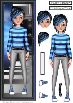 Blue Emo Girl Large Dl Card