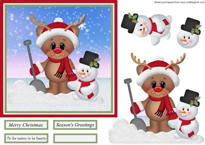 Reindeer and Snowman Quick Card