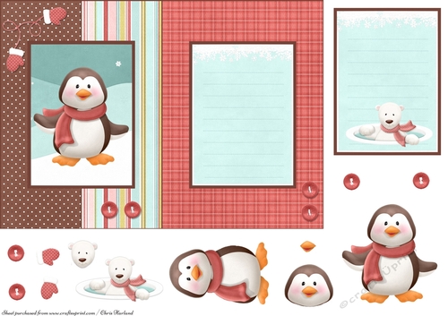 Penguin cut and fold card