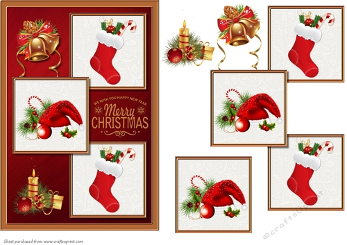 Christmas decorations 3 square crad front