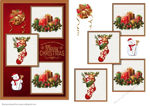 Christmas decorations 3 square crad front 2