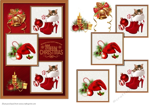 Christmas decorations 3 square crad front 3