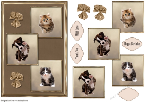 Puppies and Kittens 3 squared card front