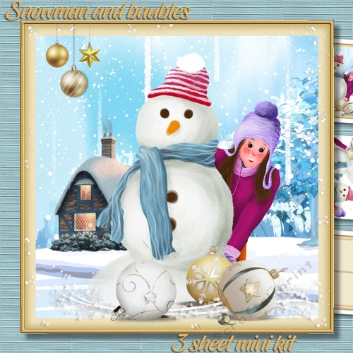 Snowman and baubles