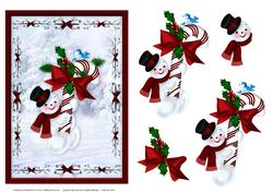 Snowman with Cane Card Front