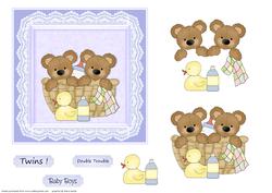 New Baby Twins Card Front