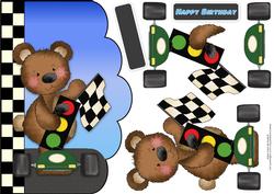 Racing Bear Scalloped Card Front
