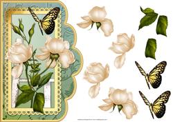 Butterfly and Flowers Scalloped Card Front
