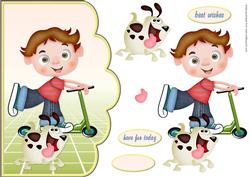 Scooter Kid Scalloped Card Front