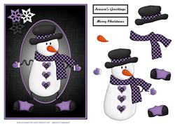 Purple Checked Snowman