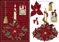 Christmas Candle and Poinsettia