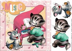 Musical Cat Topper Card