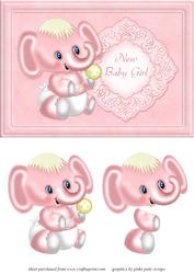 Baby Girl Elephant Quick Card