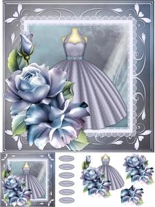 Blue Party Dress and Roses