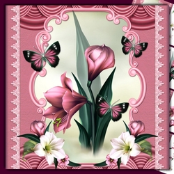 Pink orchids and butterflies