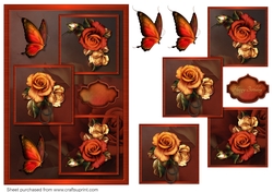 Burnt roses three squared quick card