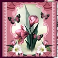 Pink orchids and butterflies