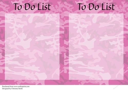 Pink Camouflage To Do List x2 A5