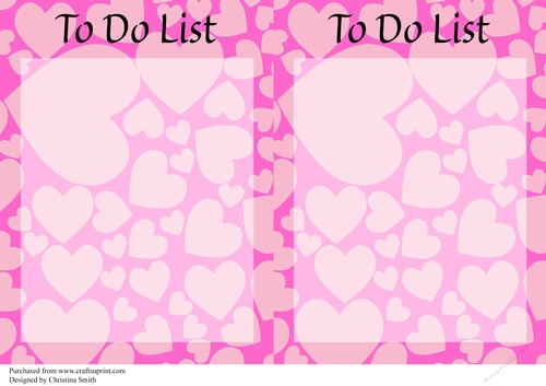 Pink Hearts To Do List x2 A5