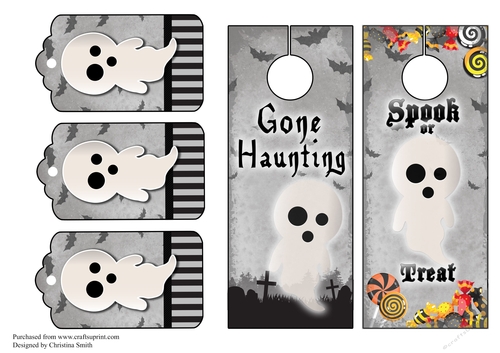 Halloween Ghost door hangers and tags