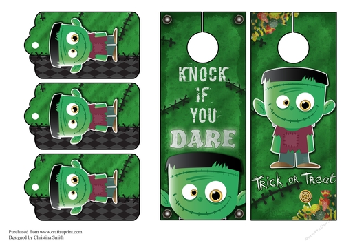 Halloween Monster door hangers and tags