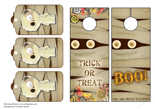 Halloween Mummy door hangers and tags