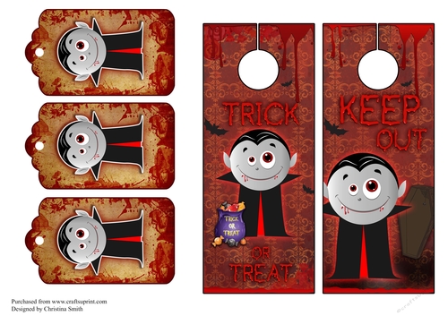 Halloween Vampire door hangers and tags