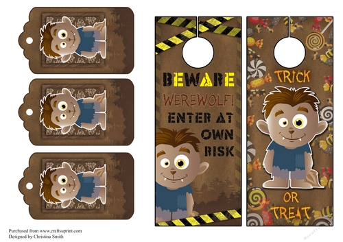 Halloween Werewolf door hangers and tags