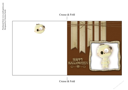 Halloween Mummy Cut And Fold Quick Card 2