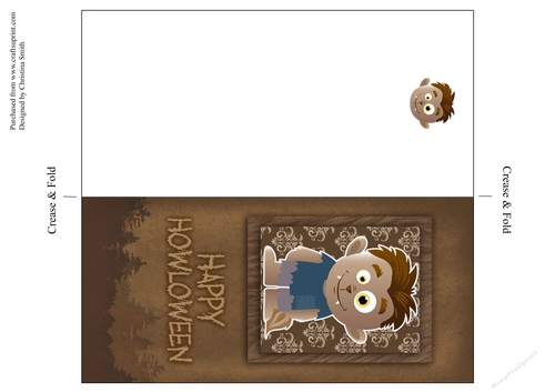 Halloween Werewolf Cut And Fold Quick Card 2