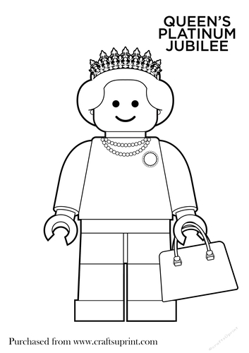 Platinum Jubilee Lego Queen Colouring page 
