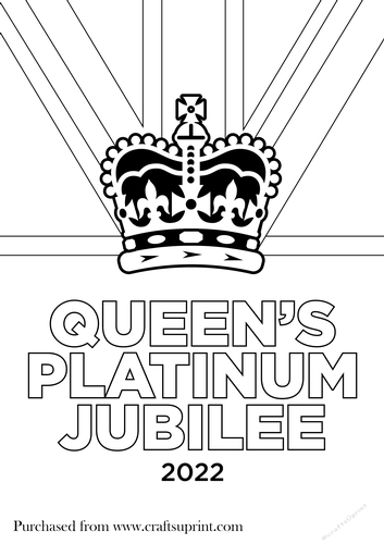 Platinum Jubilee Queens Crown Colouring page 