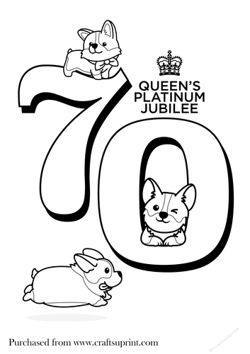 Platinum Jubilee 70 Colouring page 