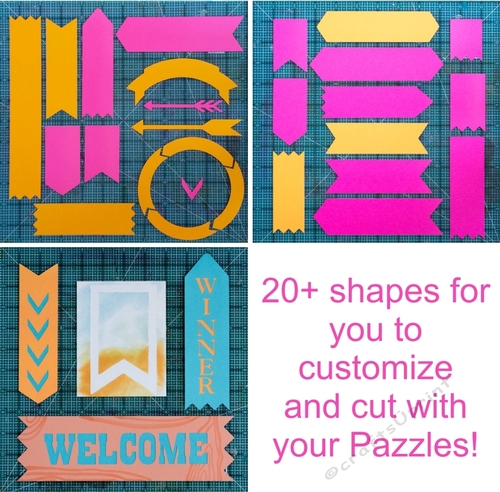 Ribbons banners and more fun shapes Pazzles cutting file