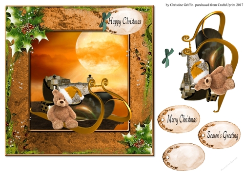 Christmas Teddy and Sleigh 