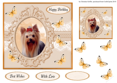Cute Yorkie & Butterflies