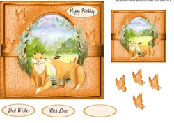 Watercolor Spring Foxes