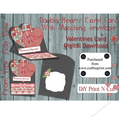Double Hearts Easel Card- Romance/love