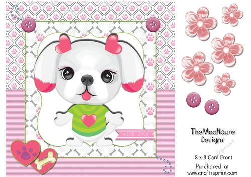 Cute Puppy 2 8 x 8 Card Front