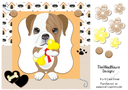 Cute Pup 8 x 8 Card Front