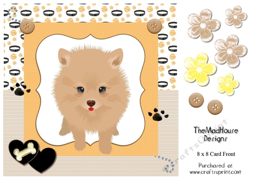 Cute Pup 8 x 8 Card Front