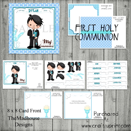 First Holy Communion Boy 8 x 8 Card 