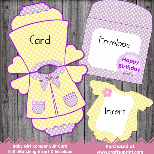 New baby girl Romper suit Card