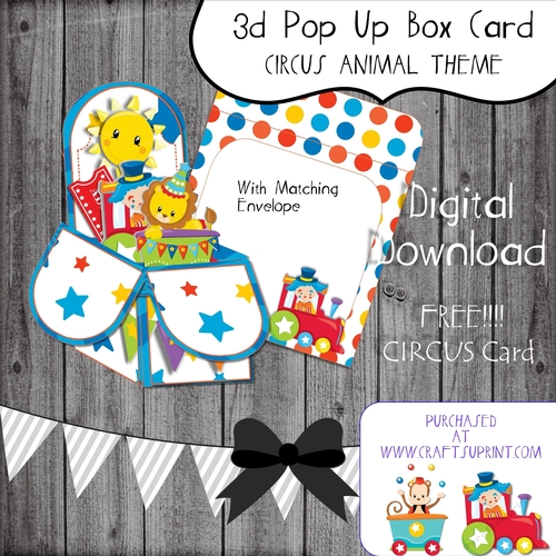 3d Box Card Circus themed Card