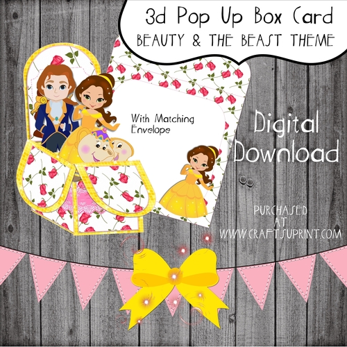 3d Box Card Beauty & the Beast theme
