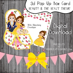 3d Box Card Beauty & the Beast theme