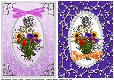 Bright Rainbow Flowers - 2 Quick Card Fronts